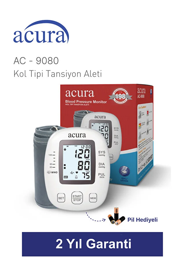 Acura Ac-9080 Işıklı Ekranlı 198 Hafızalı Koldan Tansiyon Aleti